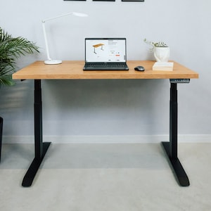 Elektrisch verstellbarer Schreibtisch, Arbeitstisch, Loft, Lancelot-Eiche, moderner Stil