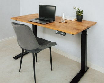 Elektrisch verstelbaar houten bureau, bureautafel, loftwerktafel voor lange mensen, echt hout