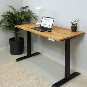 Oak Standing Desk | Sit Stand Desk | Adjustable Office Desk | Sitting Standing Desk Electric Desk | Wooden Desk | Home Office Use