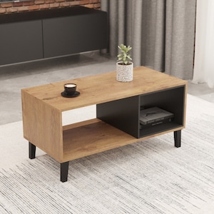 Handmade Rustic Coffee Table with Storage, TV Stand Table, Media Stand, Solid Table