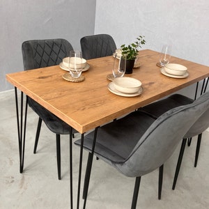 Esstisch, Wohnzimmertisch, Eiche Lancelot, Haarnadelgestell, rustikaler Industriestil