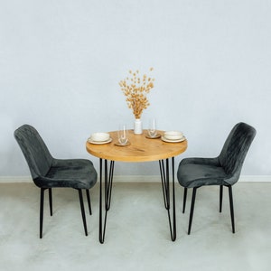 Okrągły stół do jadalni stół do kuchni ze stelażem w stylu hair-pin rustykalny stół do salonu styl industrialny esstisch rund zdjęcie 8