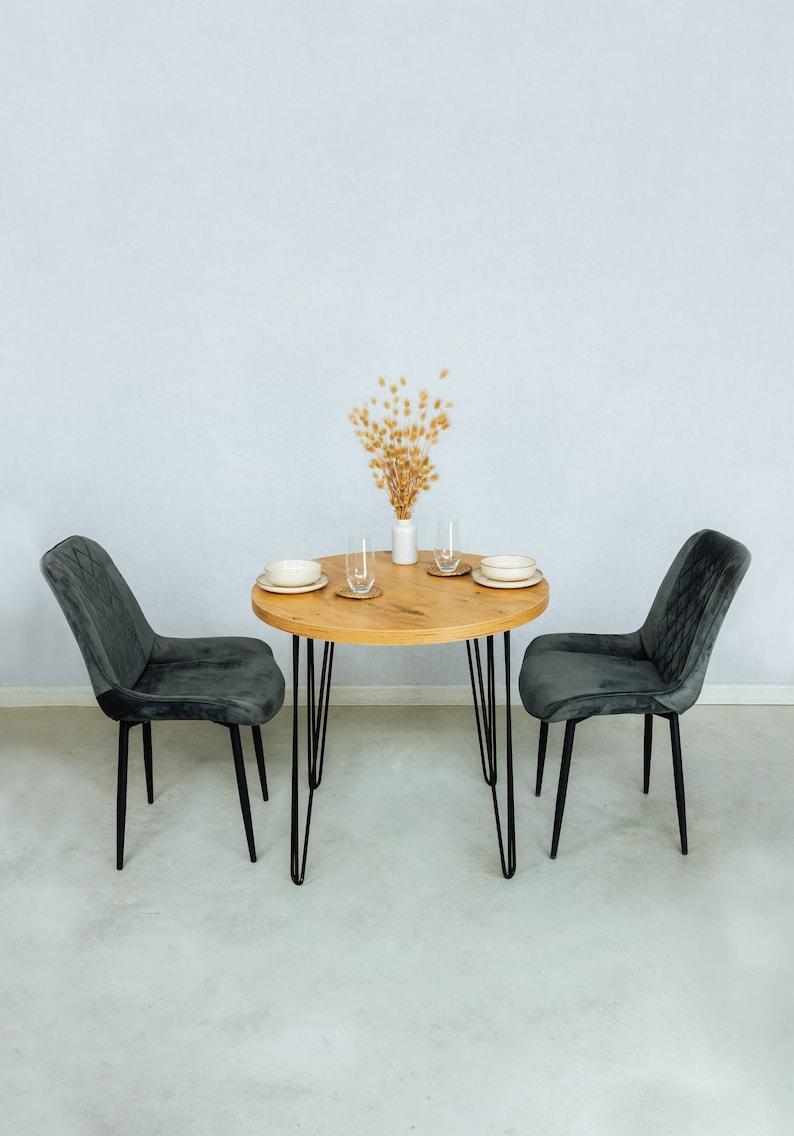 Okrągły stół do jadalni stół do kuchni ze stelażem w stylu hair-pin rustykalny stół do salonu styl industrialny esstisch rund zdjęcie 8