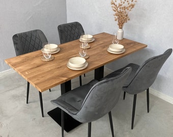 Duży stół do jadalni drewniany stół kuchenny 6 osób loft styl nowoczesny stół do kuchni z metalowymi nogami