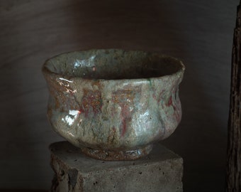 Chawan, reduction fired matcha teabowl. Matcha bowl in wabi sabi aesthetic.