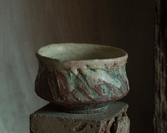 Chawan, reduction fired matcha teabowl. Matcha bowl in wabi sabi aesthetic.