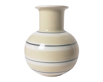 Höganäs, functionalist / modernist vase with stripes in  beige, white and dark gray