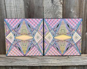 Original Geometric Acrylic Painting, 12x12 Mix and Match Wall Art