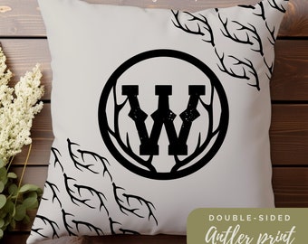 Antler Monogram Pillow, western decor, antler monogram, personalized gift, custom pillow, deer antler decor, country decor, cabin decor