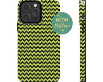 Yellow Chevron Neon 90s Phone Case, bright pink cell phone case, neon accessories, iphone 15 pro case, aesthetic phone case, iphone 13 case