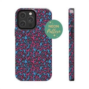 Neon animal print 90s Phone Case, bright pink blue phone case, neon accessories, iphone 15 pro case, aesthetic phone case, iphone 13 case