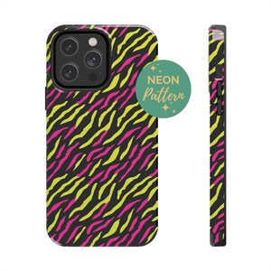 Neon 90s Phone Case, bright pink cell phone case, neon accessories, iphone 15 pro case, aesthetic phone case, iphone 13 case, animal print