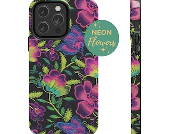 3d Floral Neon 90s Phone Case, embroidered pink cell phone case, neon accessories, iphone 15 pro case, aesthetic phone case, iphone 13 case