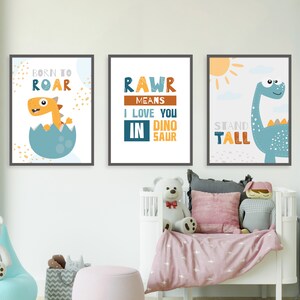 Arte de pared de dinosaurios, decoración de dinosaurios, impresiones de dinosaurios, arte de dinosaurios, cartel de dinosaurios, regalo de dinosaurios, juego de 3 impresiones de dinosaurios