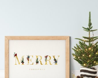 Merry Christmas Print | Noel Print | Christmas Sign | Christmas Wall Decor |  New Home Gift | Christmas Gift