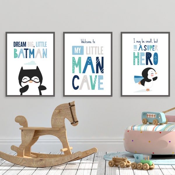 Penguins Wall Art, Penguins Decor, Penguin Prints, Penguin Art, Penguins Poster, Penguins Gift, Set of 3 Penguin Prints