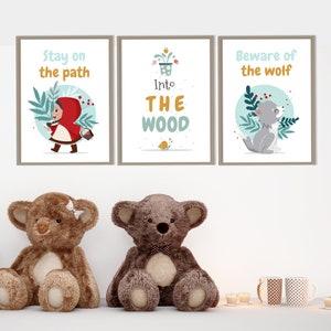 Rotkäppchen Wand Kunst, Rotkäppchen Druck, 3er Set Druck, Kinder Druck, Childerens Schlafzimmer Dekor