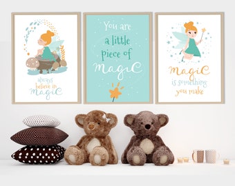 Tinkerbell Wall Art, Tinkerbell Bedroom Decor, Tinkerbell Playroom Print, Tinkerbell Print, Set of 3 Print, Kids Print