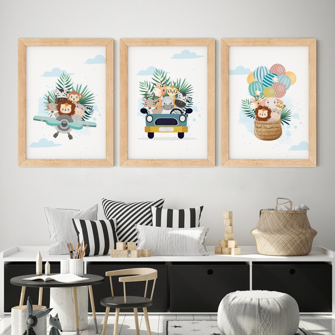 Safari Nursery Prints | Safari Animal Print | Set of 3 Safari Prints ...