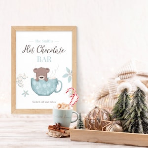 Christmas Hot Chocolate Bar Wall Art Print Sign, Personalised Hot Chocolate Station Sign, Hot Chocolate Sign, Christmas decor,