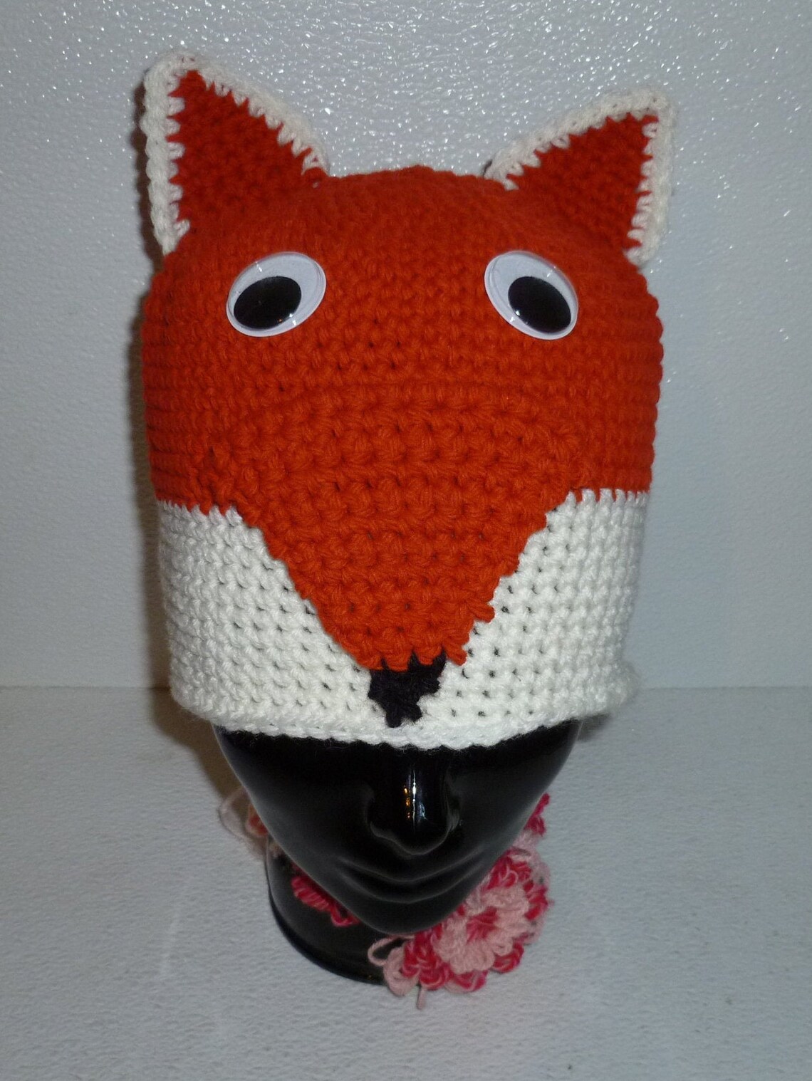 Crochet Hat Beanie Adult Size FOX Style Googly Eyes Hand Made Etsy