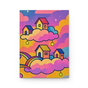 Diario con copertina rigida Pastel Cloud: quaderno Kawaii Floating Houses
