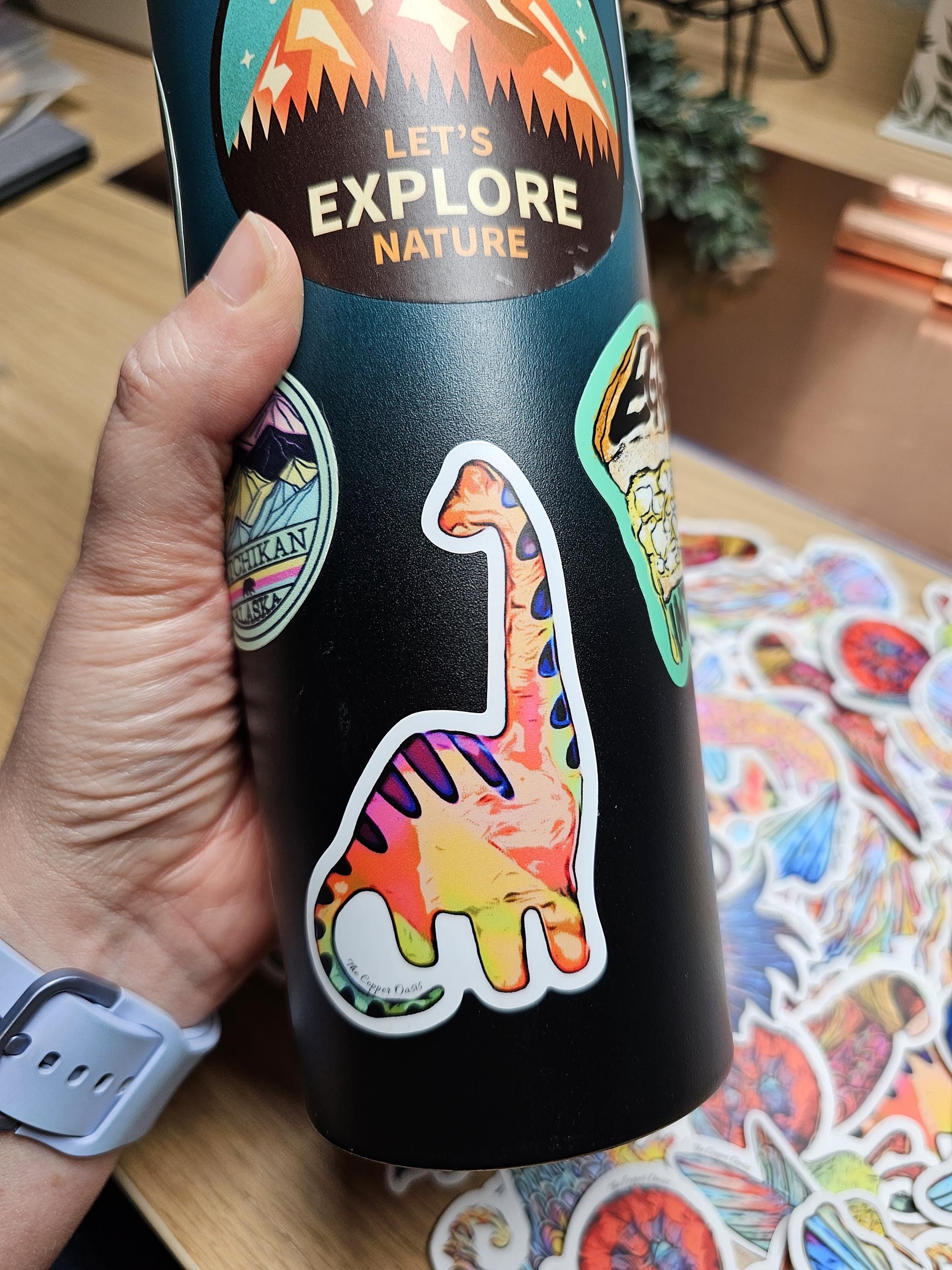 Brontosaurus Sticker: Flame Painted Dinosaur, Water Bottle Decal - Etsy