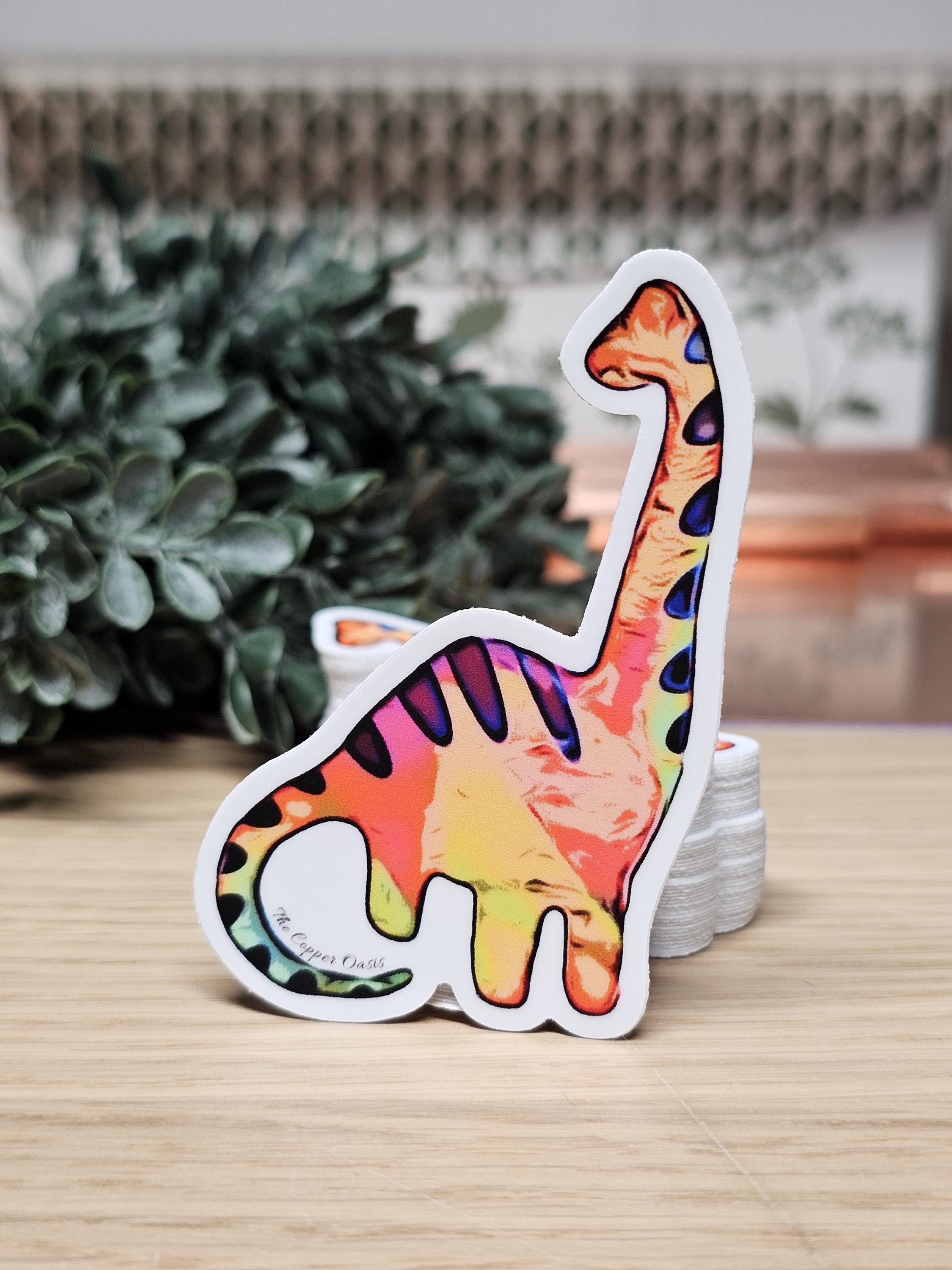 Brontosaurus Sticker: Flame Painted Dinosaur, Water Bottle Decal - Etsy