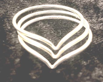 Set of 3 Chevron Stacking Rings in Sterling Silver - Handmade