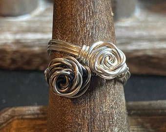 Wire Rose Ring in Sterling Silver - Handmade