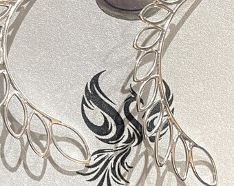 Open Leaves Wire Threader Earrings in Sterling Silver - Handmade