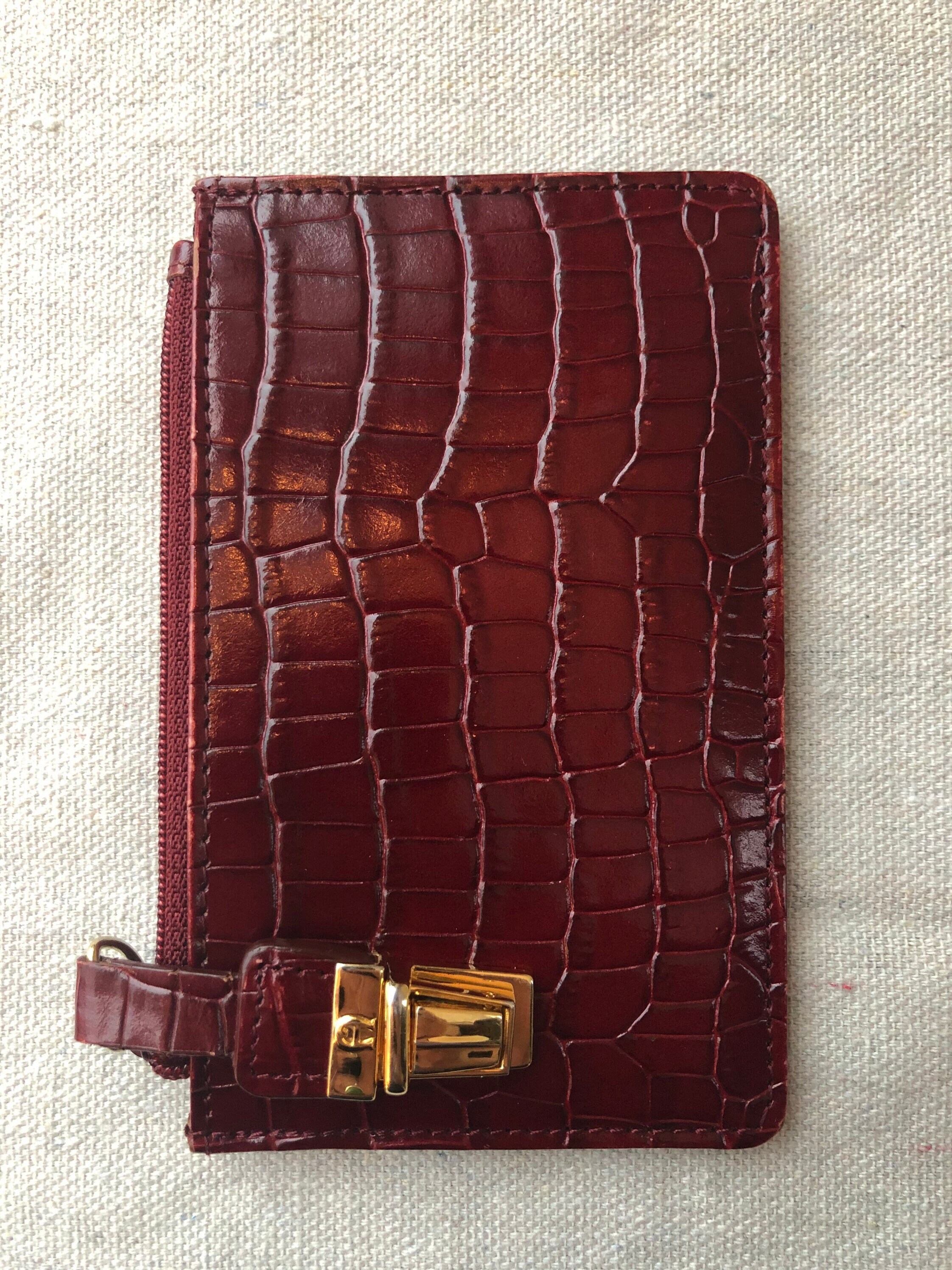 Etienne Aigner Ostrich Leather Purse, Vintage 1970s Clutch, Money Notes