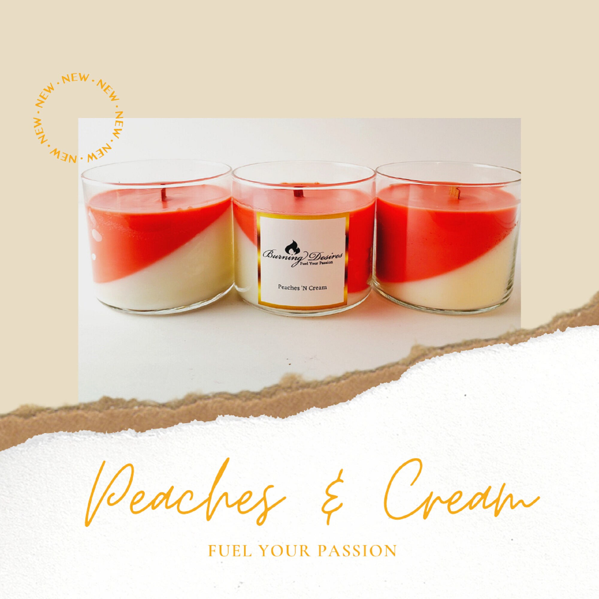 17oz 60 hour burn time Peach & Vanilla Scent Candle Scented Etsy