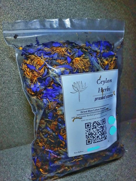 Egyptian Blue Lotus Flowers 100% Organic Whole Flowers and Crushed Flowers  Nymphaea Caerulea Flower Tea 
