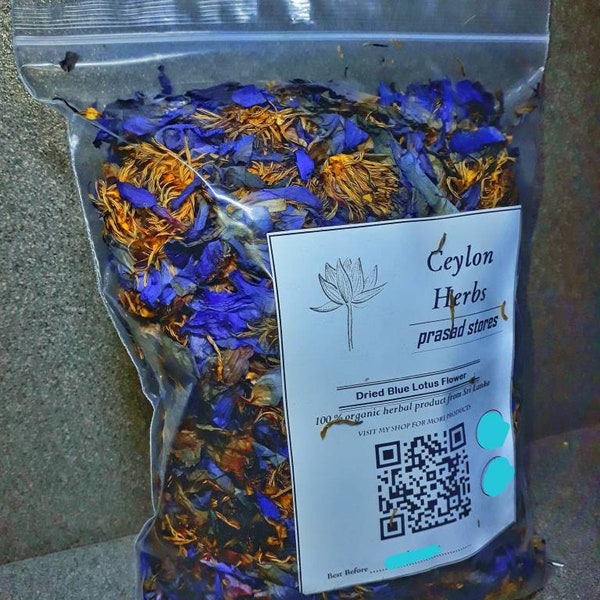 Egyptian Blue Lotus flowers 100% Organic, Whale flowers Nymphaea Caerulea Ceylon  Herbal tea