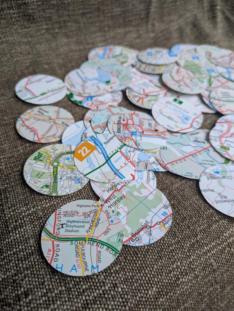 London Map Paper Circles | Collage Ephemera, Scrapbooking & Journalling ...