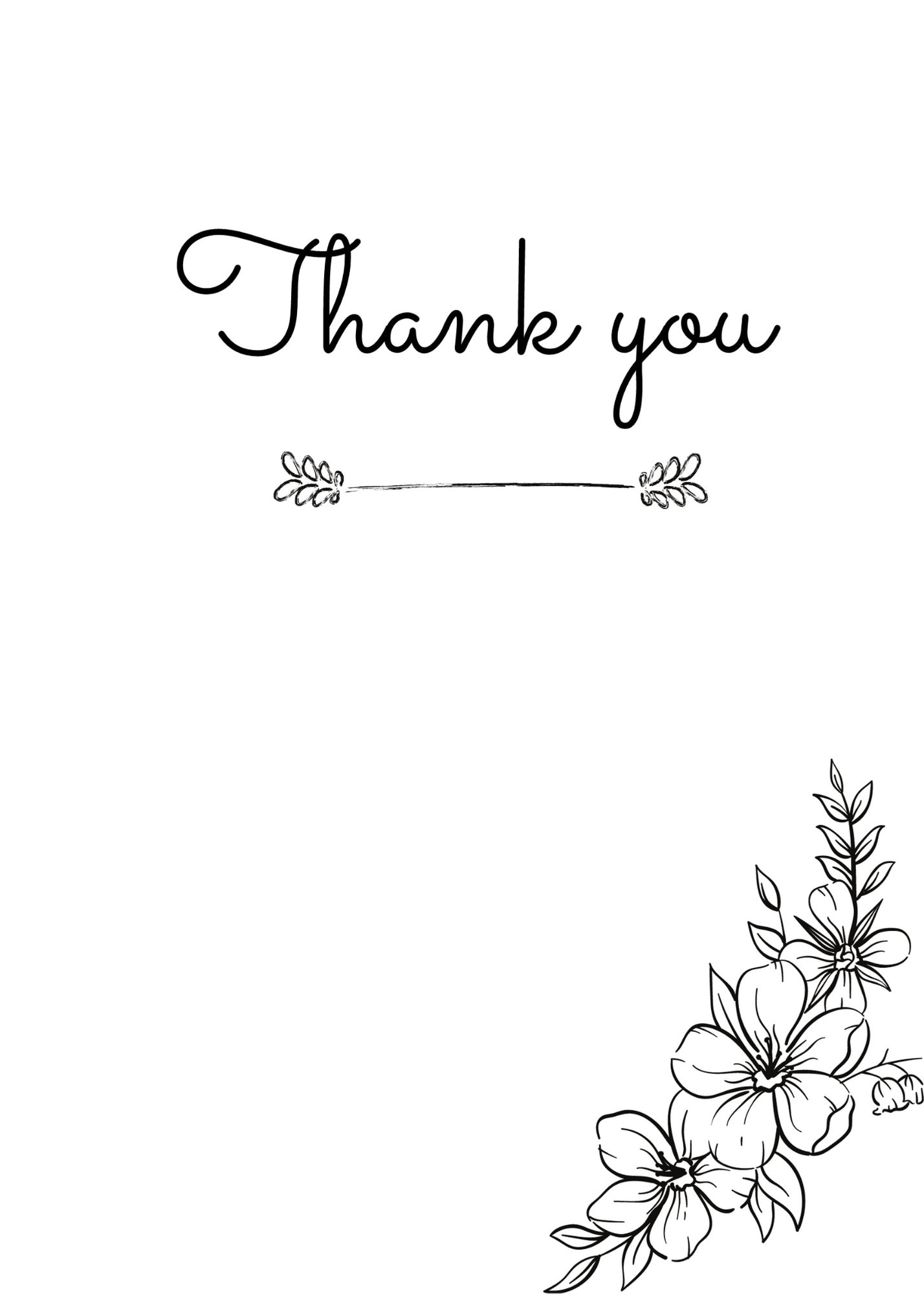 thank-you-card-template-black-and-white-with-flowers-digital-etsy