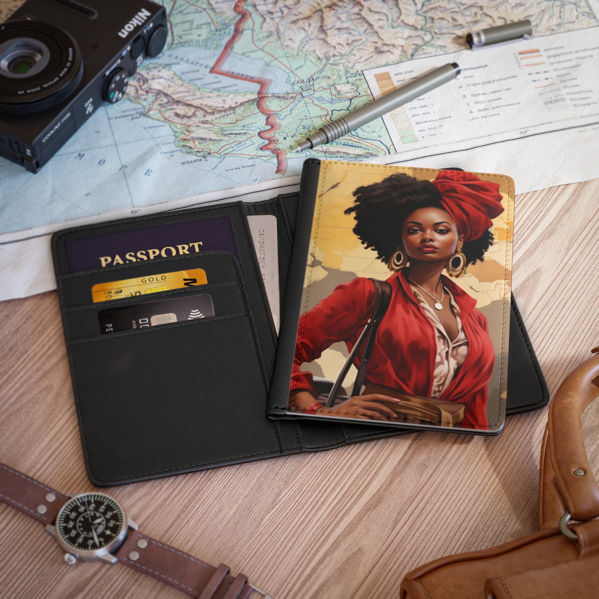 Black Girls Travel Passport Book Cover, Passport Holder, Passport Wallet, Black Woman Passport
