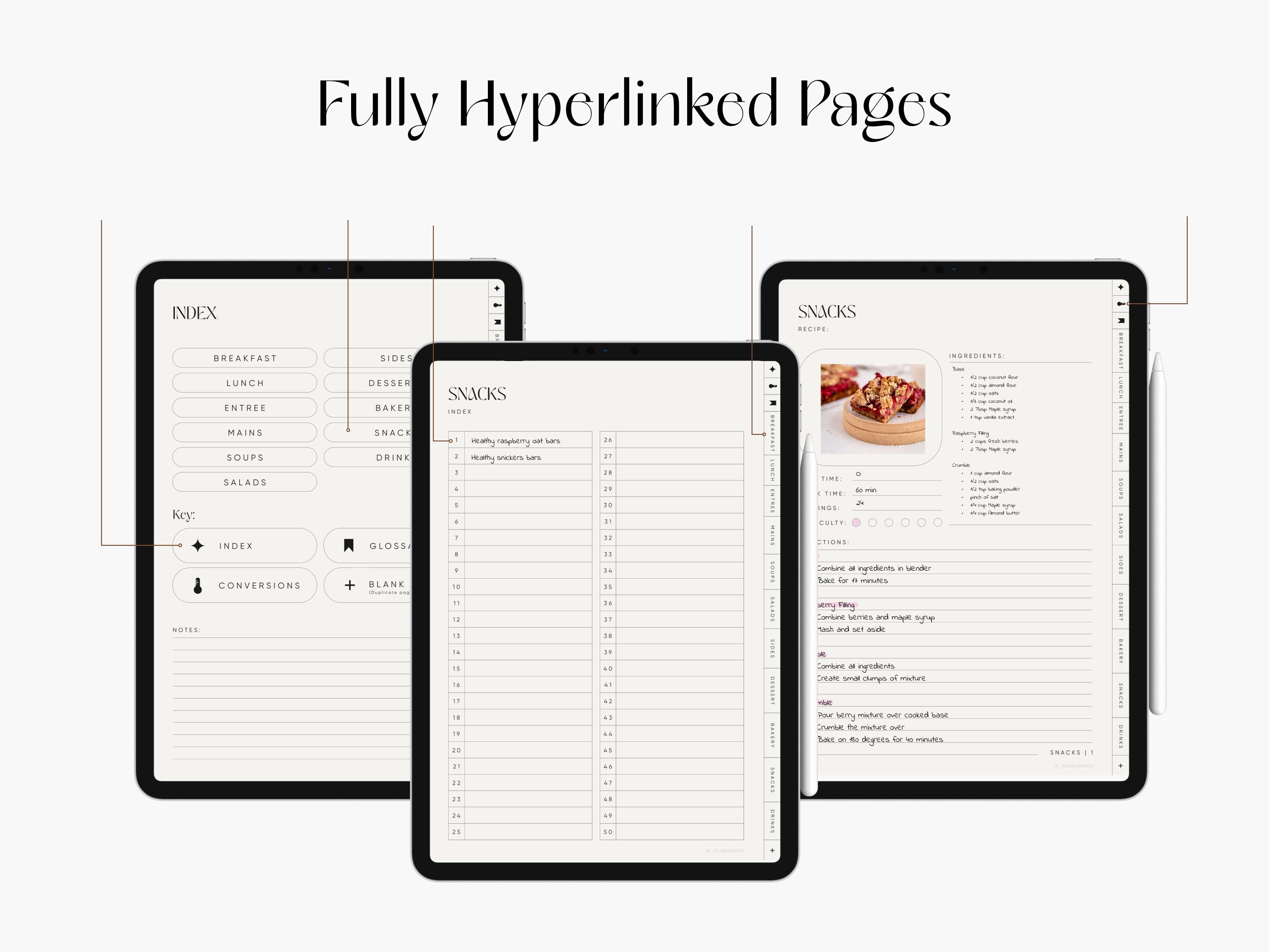 Digital RECIPE Book Minimalist iPad Planner goodnotes Planner iPad 