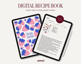 Digital Recipe Book for iPad | Hyperlinked PDF Cookbook for GoodNotes & Notability | Minimalist Recipe Organizer | Instant Download