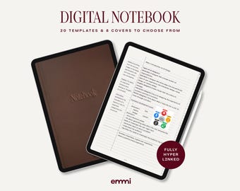 Minimalist Digital Notebook for iPad | Classic Aesthetic GoodNotes & Notability Journal | Hyperlinked PDF Planner for Note-Taking