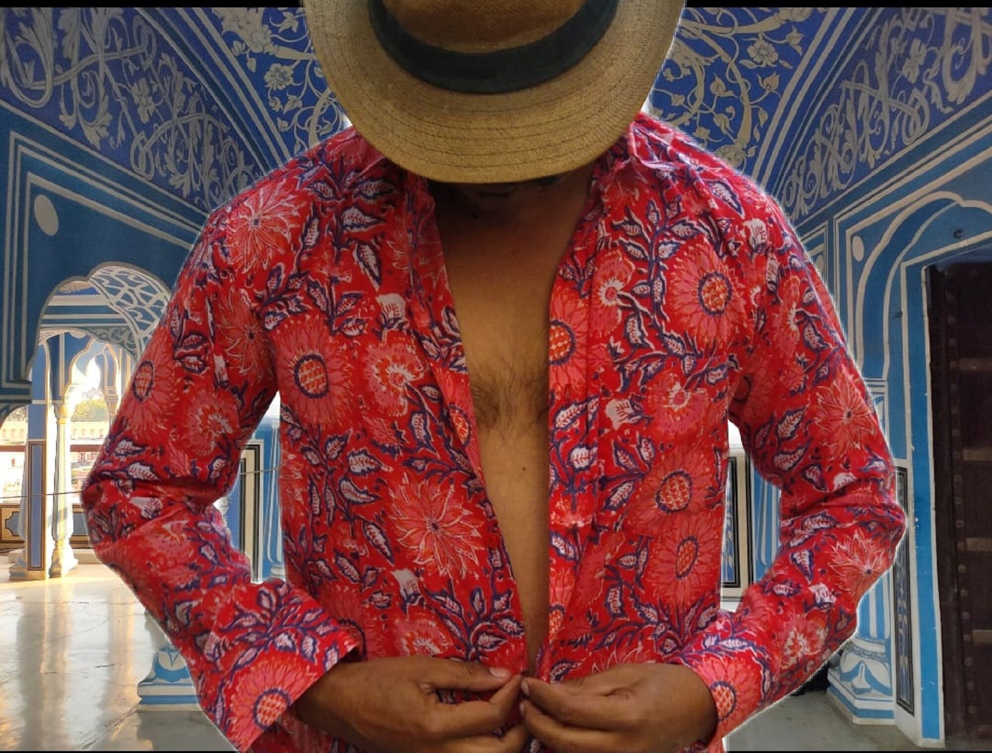 Cotton Shirts for Men Block Print Shirt 