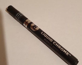 Caneta marcadora Molotow LIQUID CHROME, caneta marcadora recarregável com ponta porosa de 1mm. Para uso em quase todas as superfícies Efeito de espelho 100% cromado