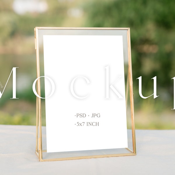 Frame Mockup, Wedding Mockup, 5x7 table number, gold frame mockup, wedding sign mockup, table sign mockup, wedding table number mockup, 003