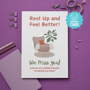 PRINTABLE We Miss You CARD, Rest Up and Feel Better, Thinking For You Coworker, Office Team Kollege Thinking of You, You Are Missed