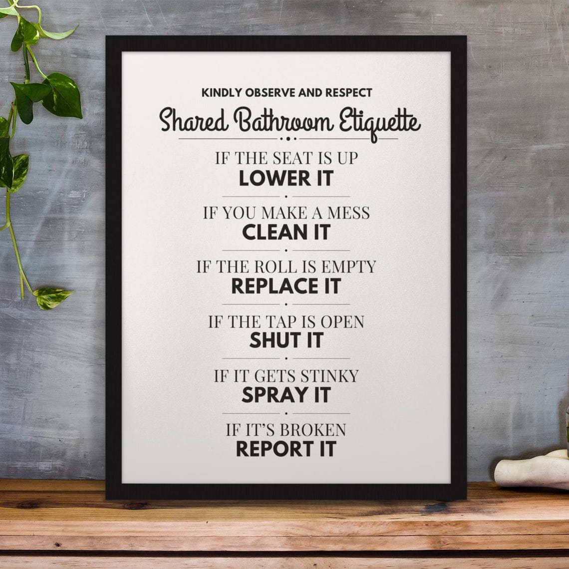 PRINTABLE Bathroom Etiquette SIGN, Workplace Restroom Signage, Shared ...