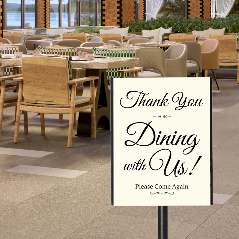 PRINTABLE Thank You for Dining With Us SIGN, Restaurant Please Come ...