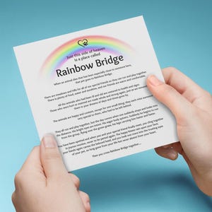 TARJETA IMPRIMIBLE "Puente Arcoíris": Poema, Recuerdo de la Pérdida de un Perro, Regalo de Condolencias para Mascotas, En Memoria de un Perro, Tarjeta Digital e Impresión de 30 x 30 cm