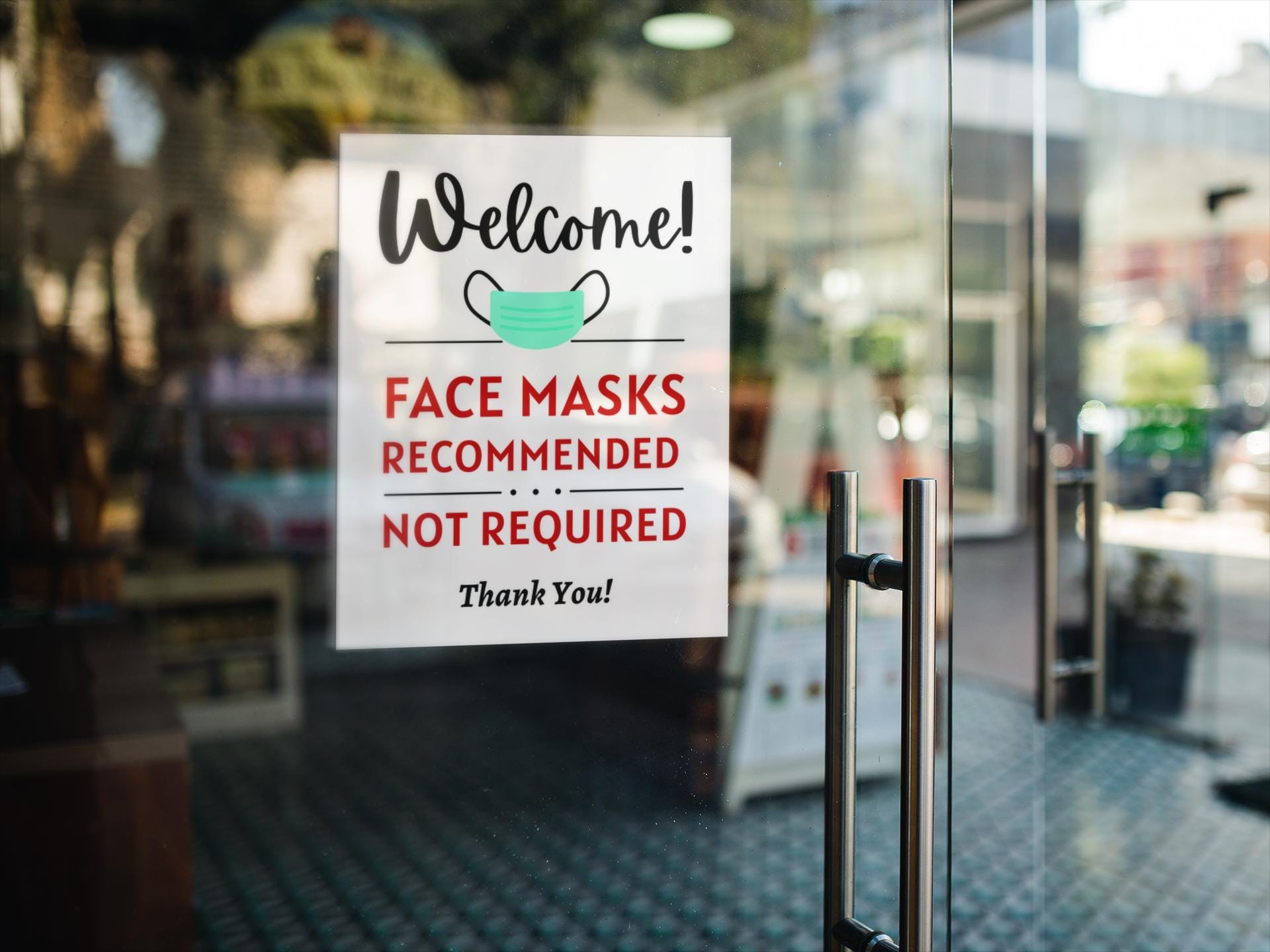 PRINTABLE Face Masks Recommended Not Required SIGN, — Welcome Business ...