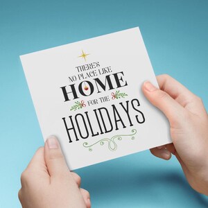 TARJETA DE FELICITACIÓN NAVIDEÑA PARA IMPRIMIR, No hay lugar como el hogar para las fiestas, Decoración navideña, Impresión navideña digital DIY • 5" x 5"